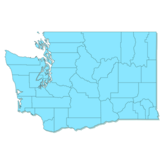 Washington Blue Map On Degraded Background Sticker