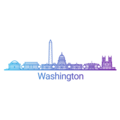 Washington City Colored Gradient Line Art Sticker