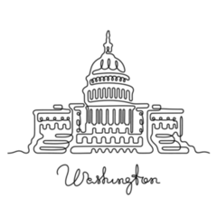 Washington Continuous Line Drawing Capitol Building Sticker