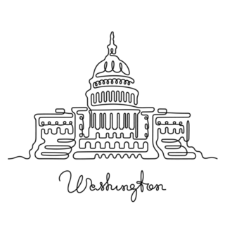 Washington Continuous Line Drawing Capitol Building Sticker