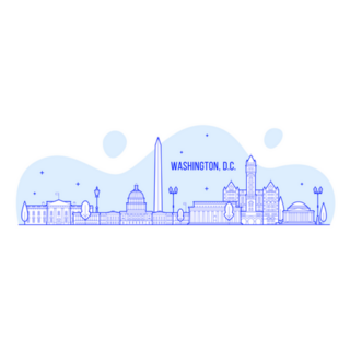 Washington, D. C. Skyline, Usa In Blue Sticker