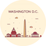 Washington D. C., Usa Trendy Illustration Sticker