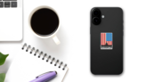 Washington DC And US Flag Sticker on a Phone (New) example