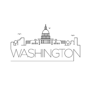 Washington D.c. City Line Silhouette Typographic Sticker