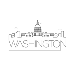 Washington D.c. City Line Silhouette Typographic Sticker