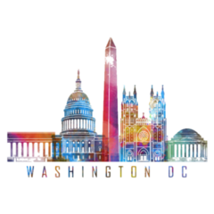 Washington Dc Landmarks Watercolor Poster Sticker