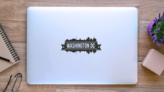 Washington DC Skyline Banner Sticker on a Laptop (New) example
