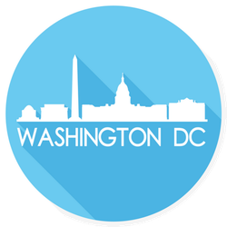 Washington Dc Skyline Blue Button Icon Sticker