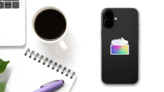 Washington DC Skyline Colorful Linear Style Sticker on a Phone (New) example