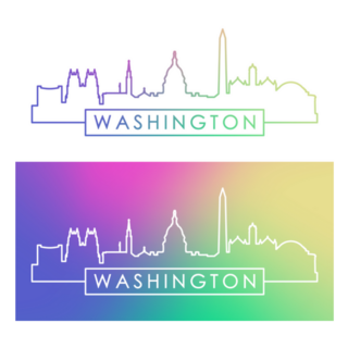 Washington DC Skyline Colorful Linear Style Sticker