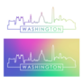 Washington DC Skyline Colorful Linear Style Sticker