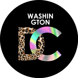 Washington Dc Slogan On Leopard Skin And Foil Print Sticker