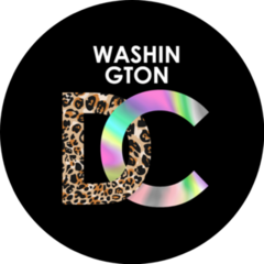 Washington Dc Slogan On Leopard Skin And Foil Print Sticker