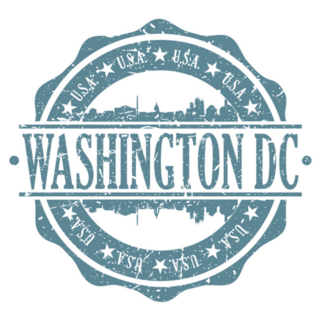 Washington Dc Stamp Post Skyline Blue Silhouette Sticker