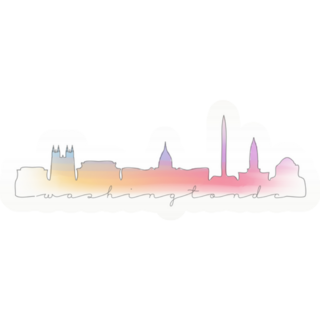 Washington, Dc, Usa Skyline Watercolor City Illustration Sticker
