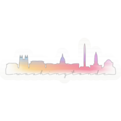Washington, Dc, Usa Skyline Watercolor City Illustration Sticker