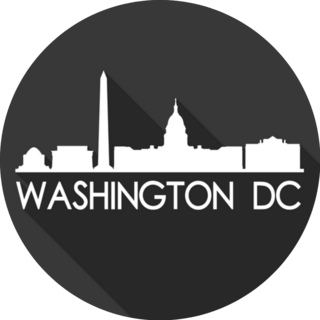 Washington Dc White Skyline Silhouette On Black Sticker