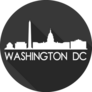 Washington Dc White Skyline Silhouette On Black Sticker