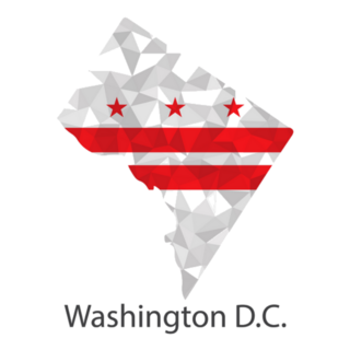 Washington District Of Columbia Flag Map In Geometric Mosaic Sticker