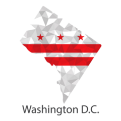Washington District Of Columbia Flag Map In Geometric Mosaic Sticker