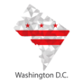 Washington District Of Columbia Flag Map In Geometric Mosaic Sticker
