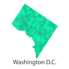 Washington District Of Columbia Flag Map In Geometric Sticker
