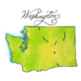 Washington Map Detailed Illustration and Lettering Sticker