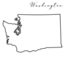 Washington Map Line Drawing Lettering Sticker