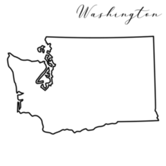 Washington Map Line Drawing Lettering Sticker