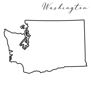 Washington Map Line Drawing Lettering Sticker