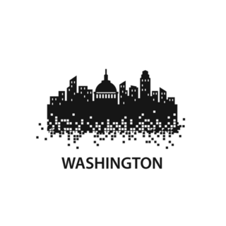 Washington Skyline Landscape Silhouette Lettering Sticker