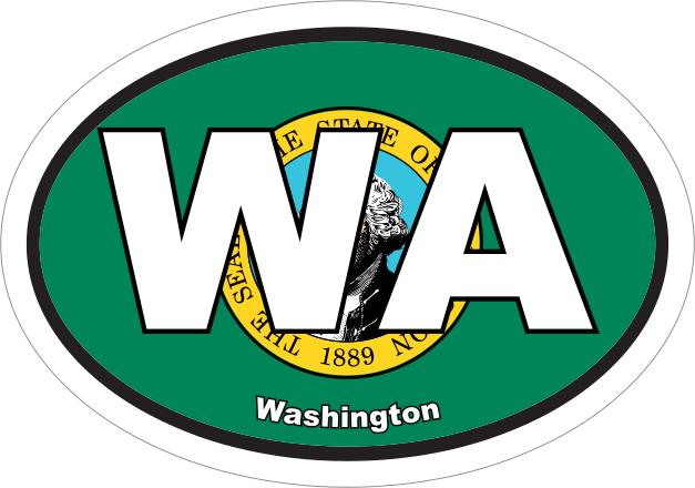 Vibrant, High-Quality Washington Wa State Flag Oval Stickers