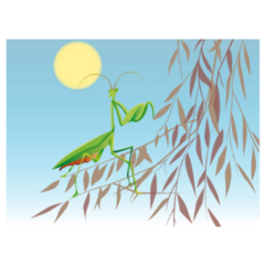 Watanabe Seitei Praying Mantis Sticker
