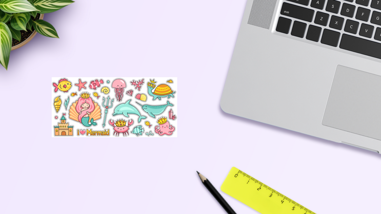 Water Creature Sticker Sheet on a Desk (New) example