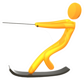 Water Ski 3d Orange Pictogram Icon Sticker