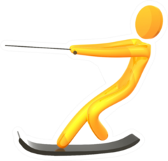 Water Ski 3d Orange Pictogram Icon Sticker