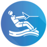Water Skiing Blue Flat Design Sticker