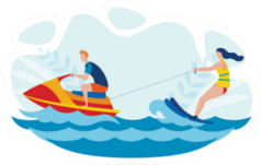 Water Skiing Entertainment Illustration Sticker