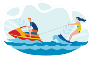 Water Skiing Entertainment Illustration Sticker
