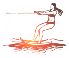Water Skiing In A Gradient Sea Sticker