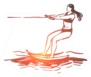 Water Skiing In A Gradient Sea Sticker