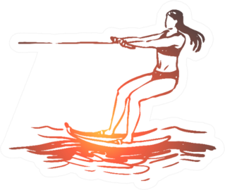 Water Skiing In A Gradient Sea Sticker