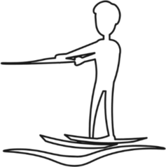 Water Skiing Man Line Icon Sticker