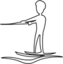 Water Skiing Man Line Icon Sticker