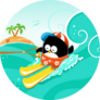 Water Skiing Penguin Illustration Sticker