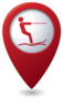 Water Skiing Sign Symbol On Map Pointer Sticker