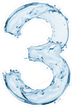 Water Splash Font Number 3 Sticker