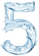 Water Splash Font Number 5 Sticker