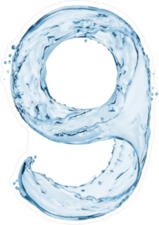 Water Splash Font Number 9 Sticker