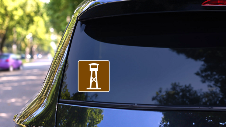 Water Tower Sticker on a Rear Car Window (New) example
